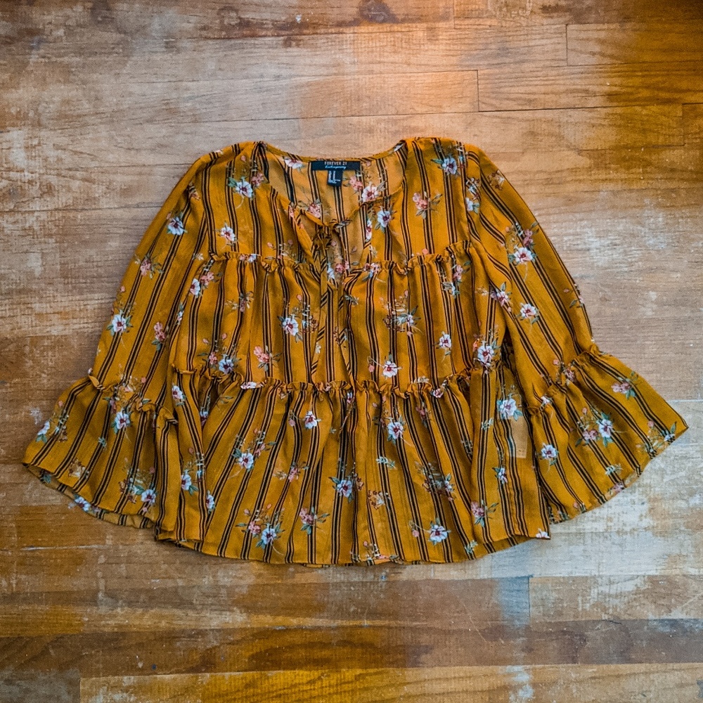 NWoT Forever21 ⋆ Mustard Peasant Blouse ⋆⚝